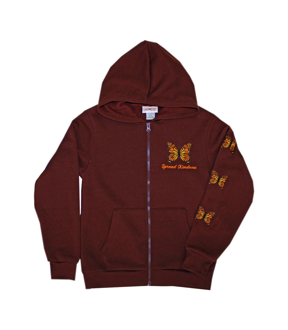 GIRLS PINK 7-16 Butterfly Hooded Fleece Jacket with Embroidery - 0231667