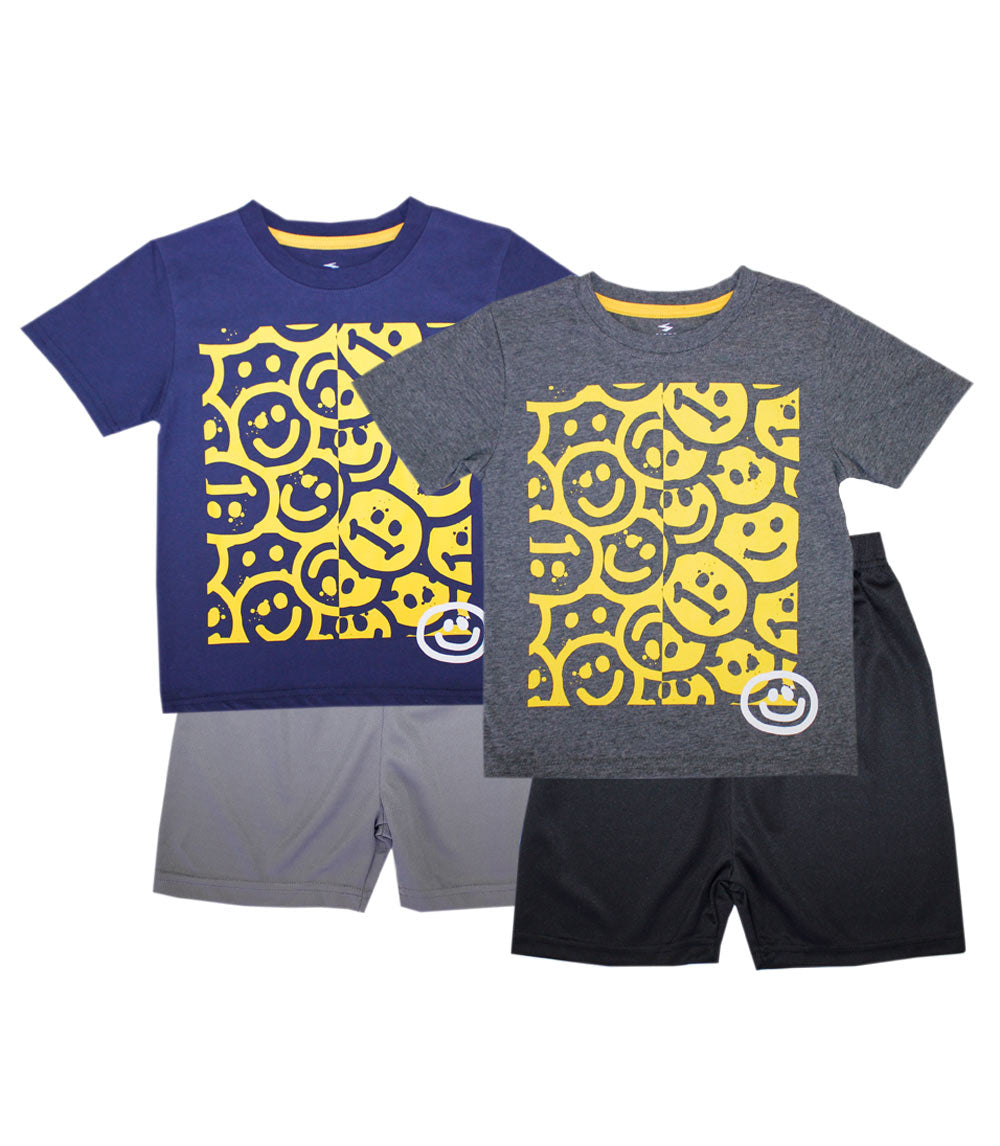 S1OPE Jersey Top Happy Faces Screen Athletic Shorts-1305904
