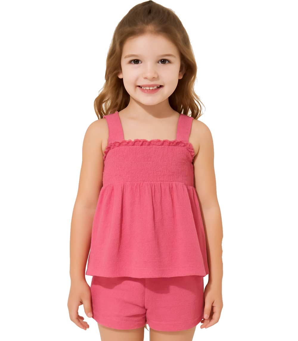 GIRLS PINK Smocked Strappy Double Gauze Short Set - 2175201