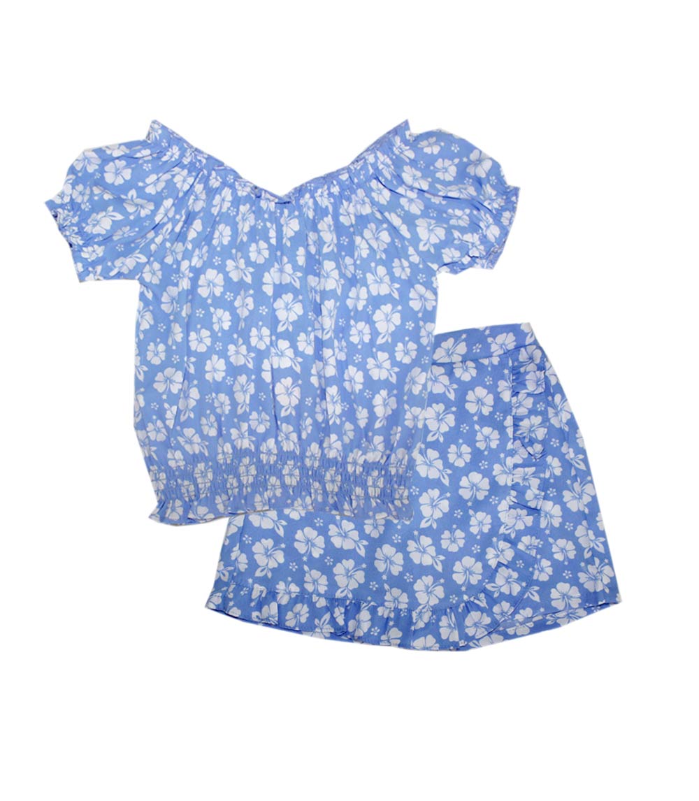 GIRLS PINK Smocked Top and Skort w Ruffle Floral Print -2402767