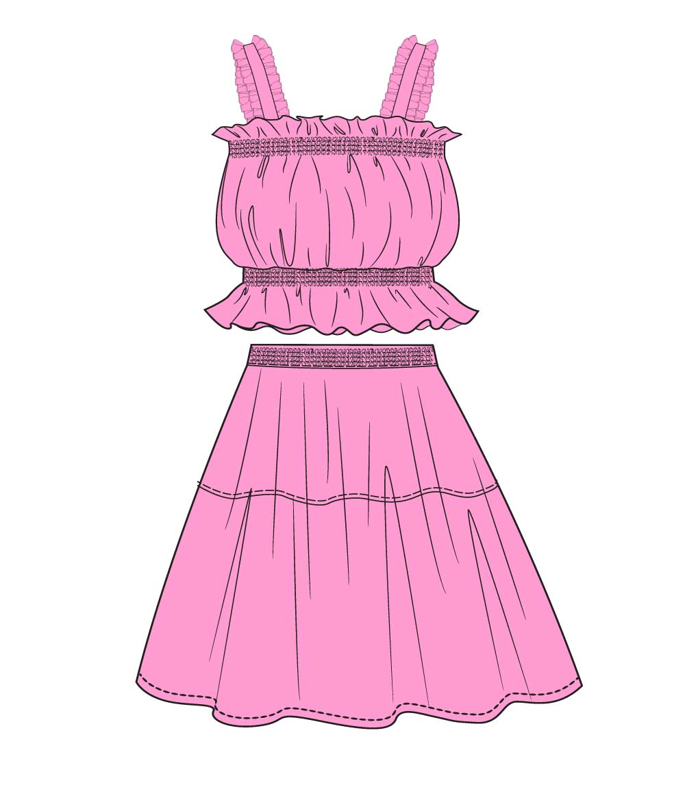 GIRLS PINK Woven Skirt Set - 2414702