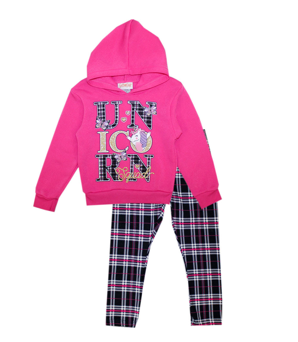 GIRLS PINK Unicorn Screen LS Hooded Fleece Top Legging Set-7311702