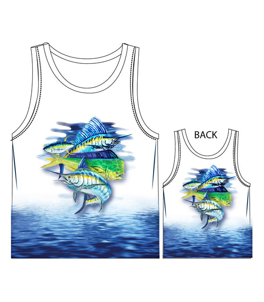 Men Performance Muscle Tank Top Fish Graphic-7502809