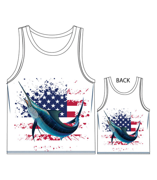 Men Performance Muscle Tank Top Fish USA Flag Graphic-7551909