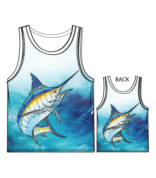 Men Performance Muscle Tank Top Fish Graphic-7558409