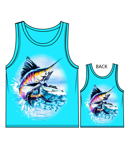 Men Performance Muscle Tank Top Fish Graphic-7572709