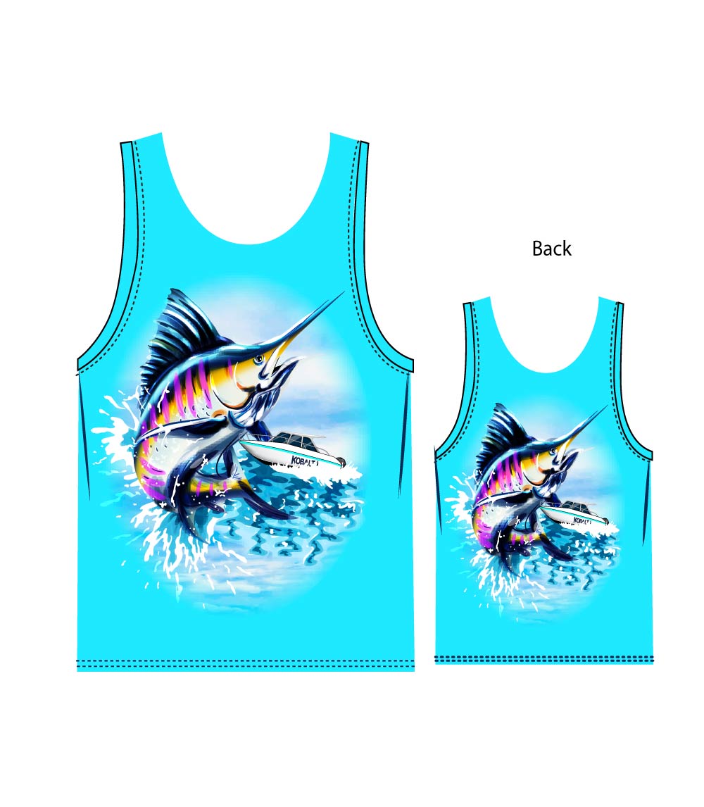 Men Performance Muscle Tank Top Fish Graphic-7572709