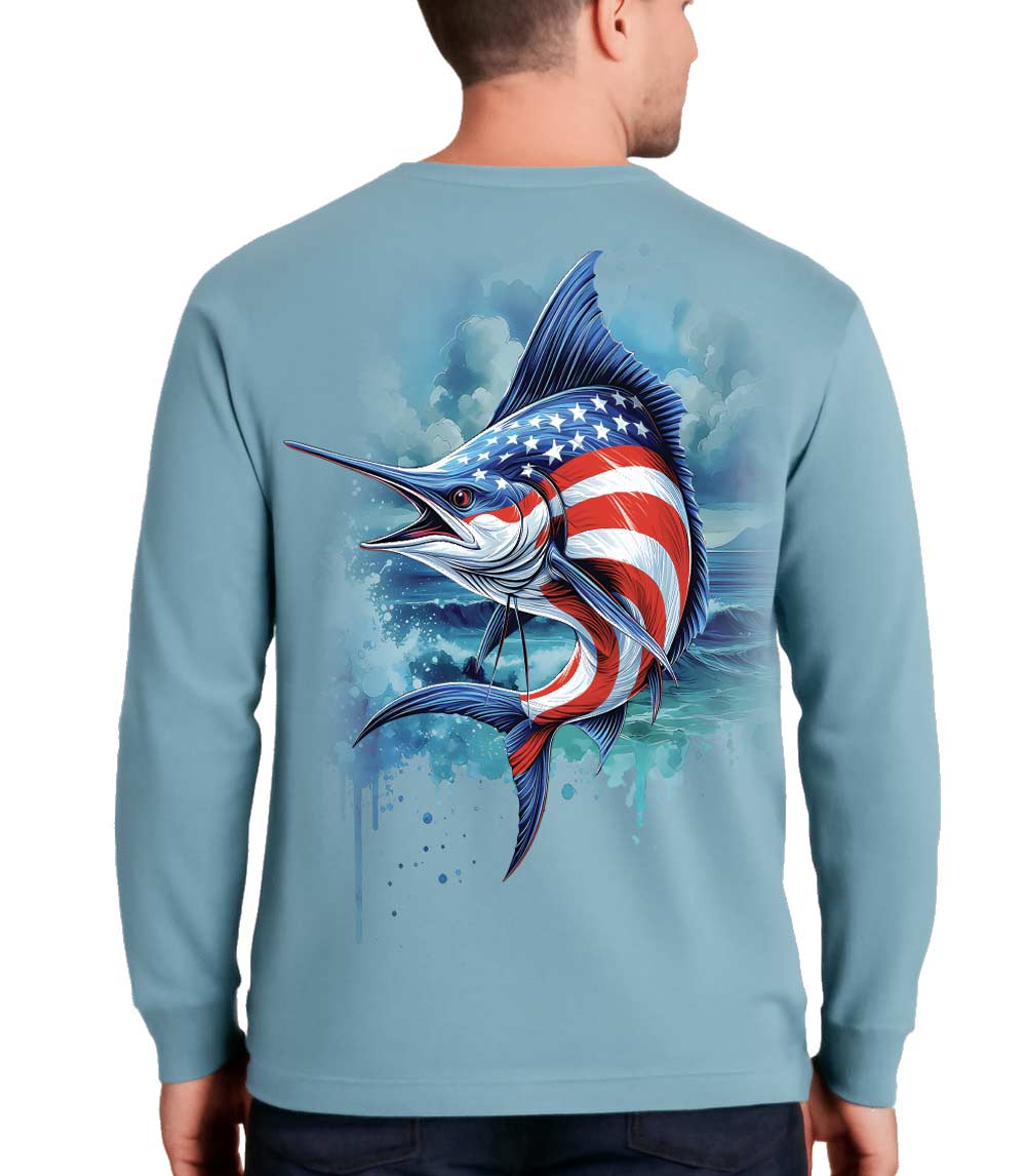 Men Performance Top Marlin Fish USA Flag Graphic-7611509