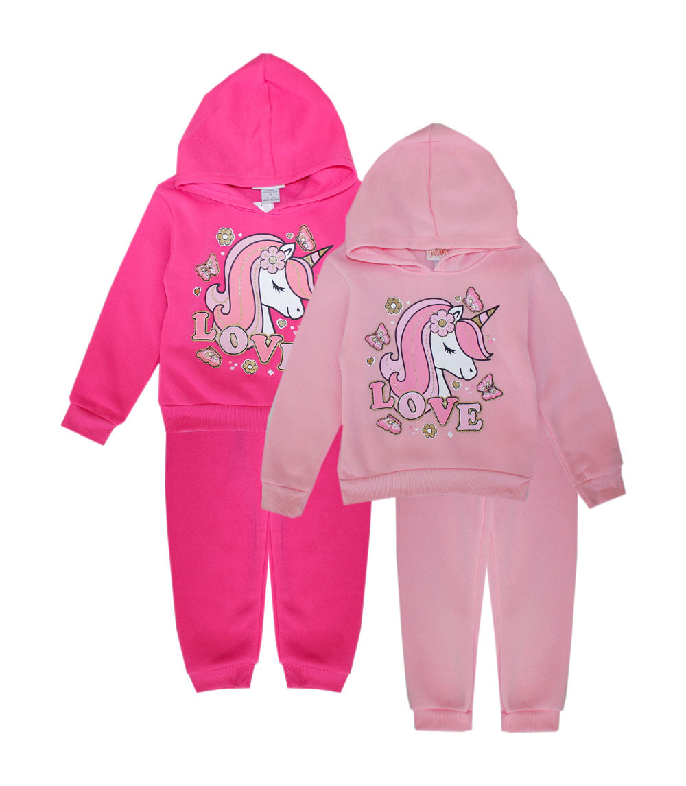GIRLS PINK Unicorn Love Screen Hooded Pull Over Jogset-8626601