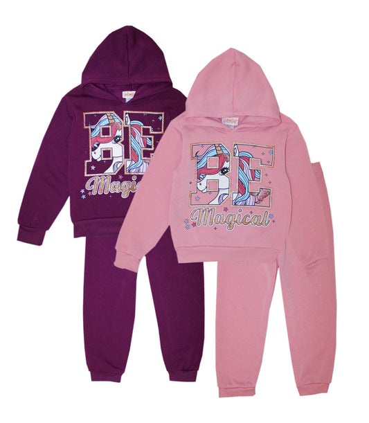 GIRLS PINK "Be Magical Unicorn" Screen Hooded Pull Over Jogset-8643601