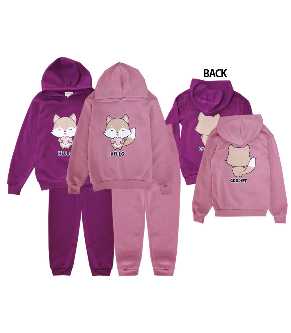 GIRLS PINK Fox Screen Hooded Pull Over Jogset-8659627