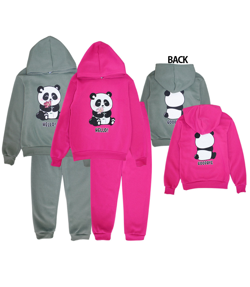 GIRLS PINK Panda Bear Screen Hooded Pull Over Jogset-8699527