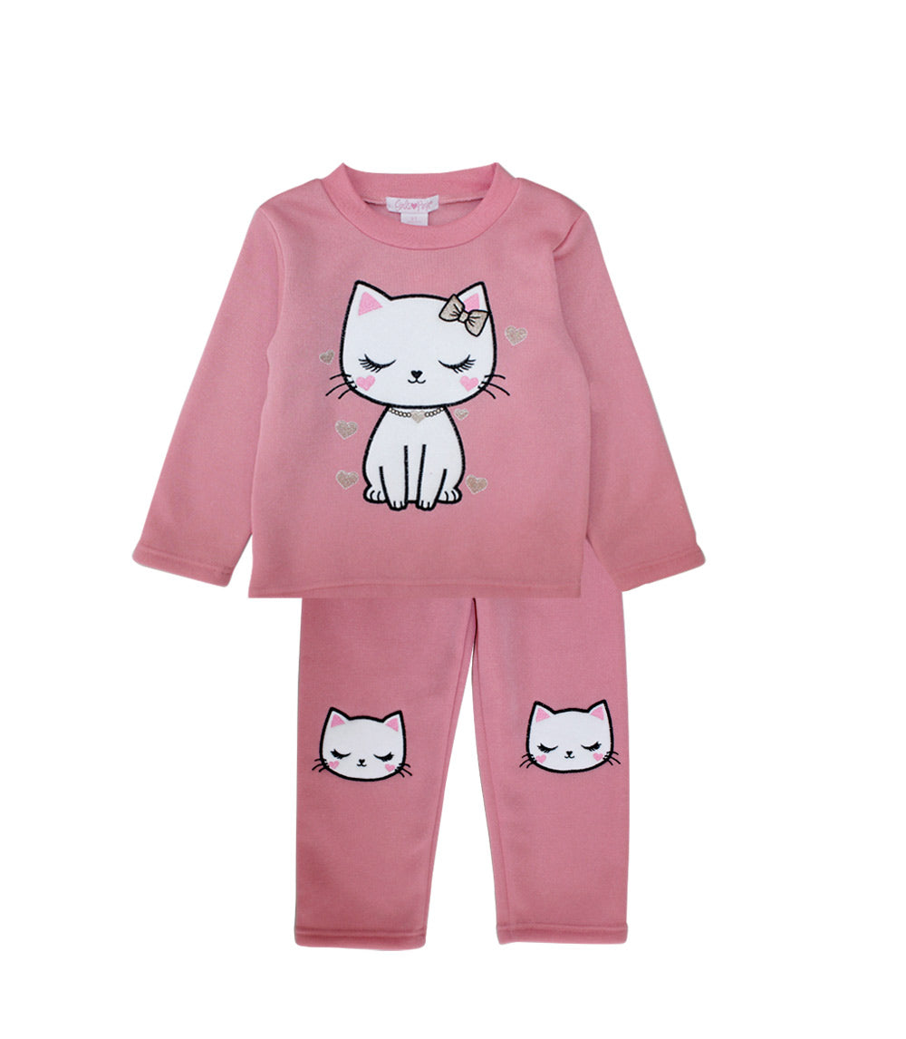 GIRLS PINK Cat Applique Crew Neck Fleece-8732401