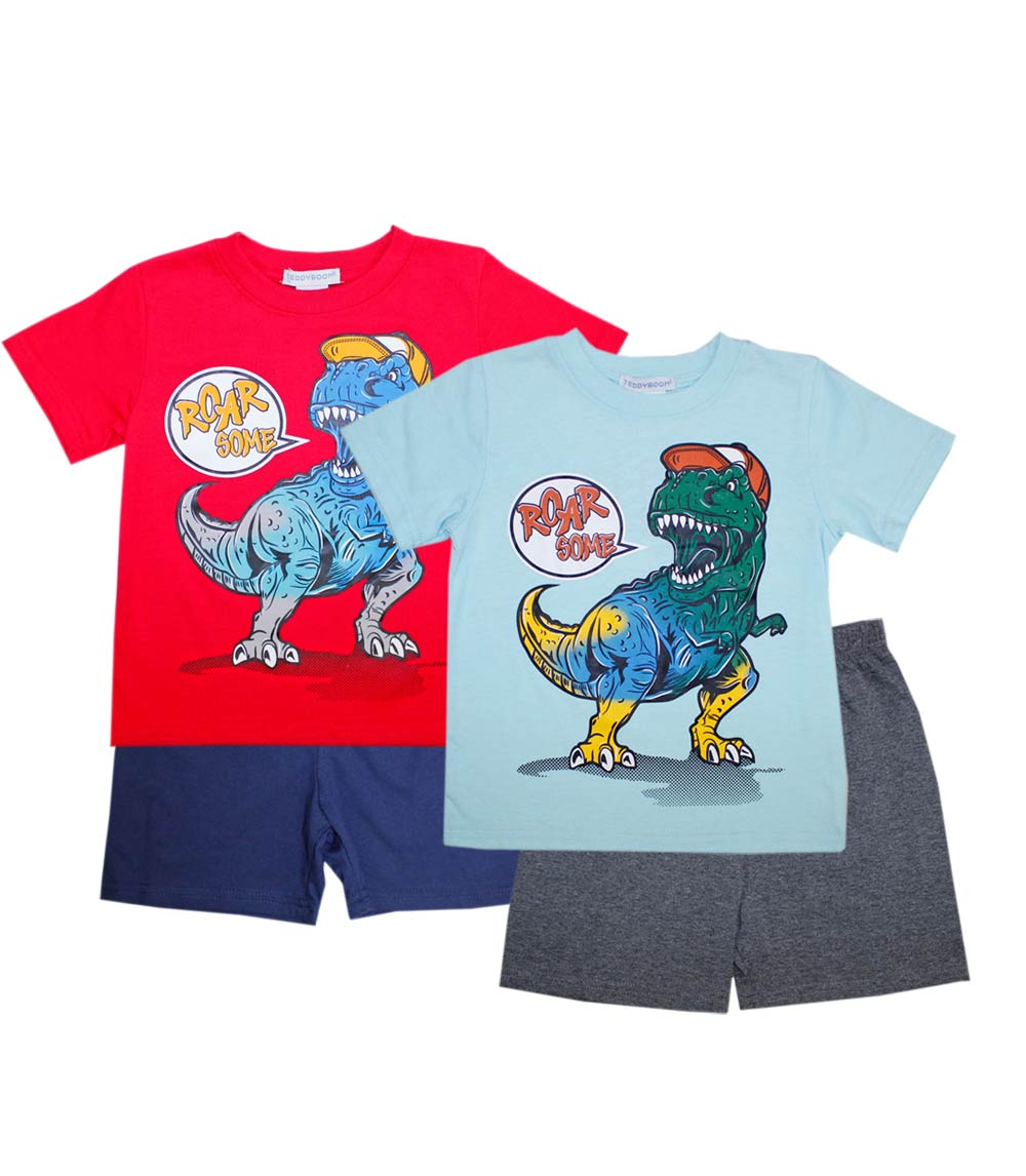 TEDDY BOOM Jersey Top T-Rex Screen Athletic Shorts-1272000