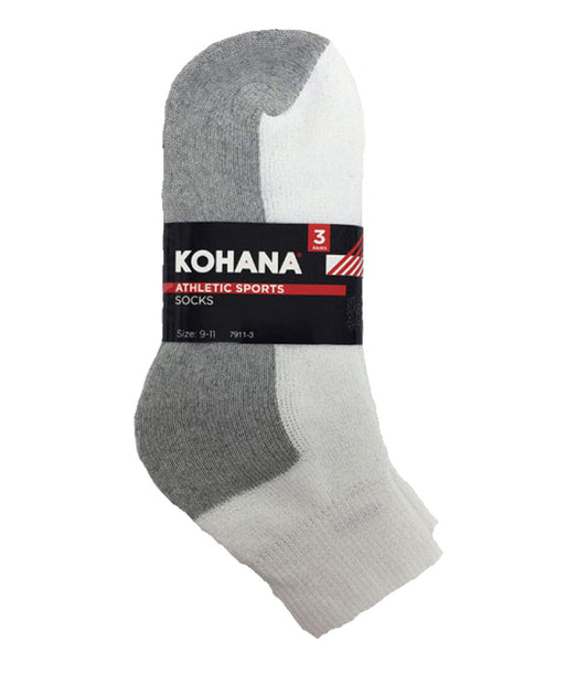 Socks - 6-8 1/2 White Grey/Sole Ankle Sport Socks - 768-3