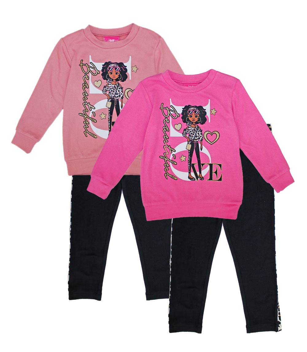 GIRLS PINK Love Screen Top Legging Set-7342402