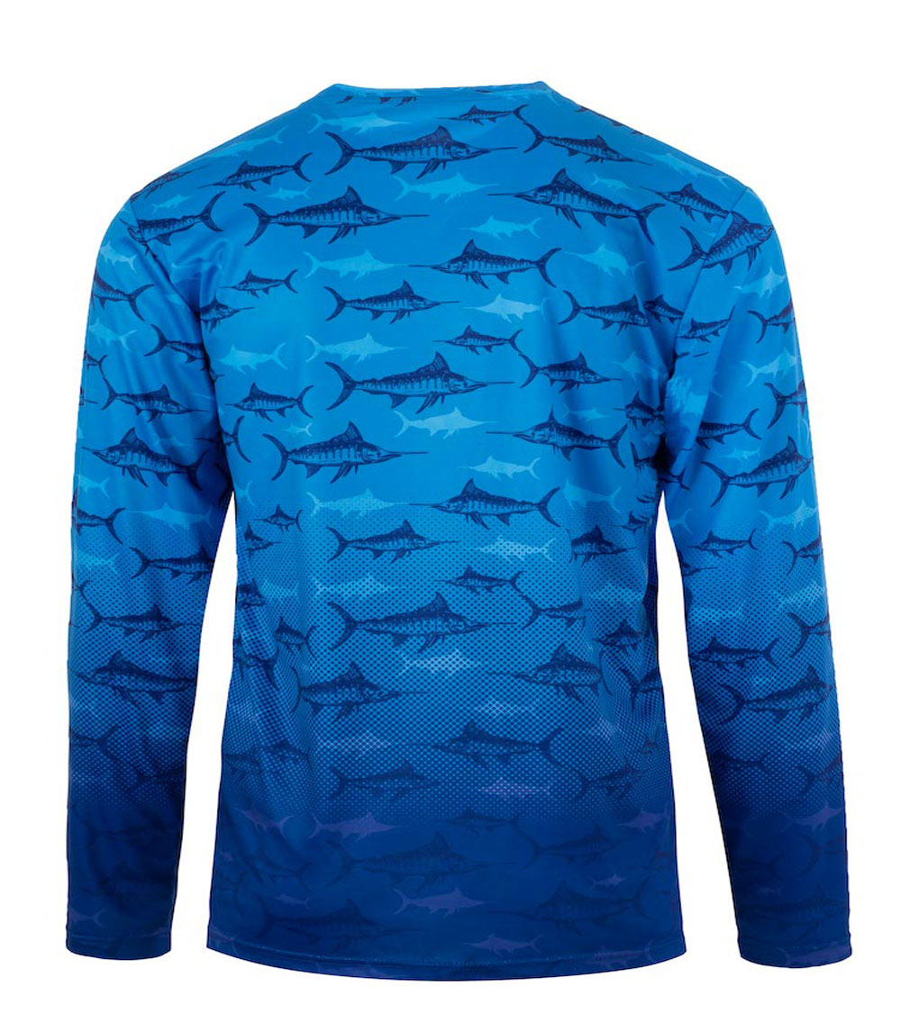 Men Performance L/S Crew Neck w Printed Fish - 7623109