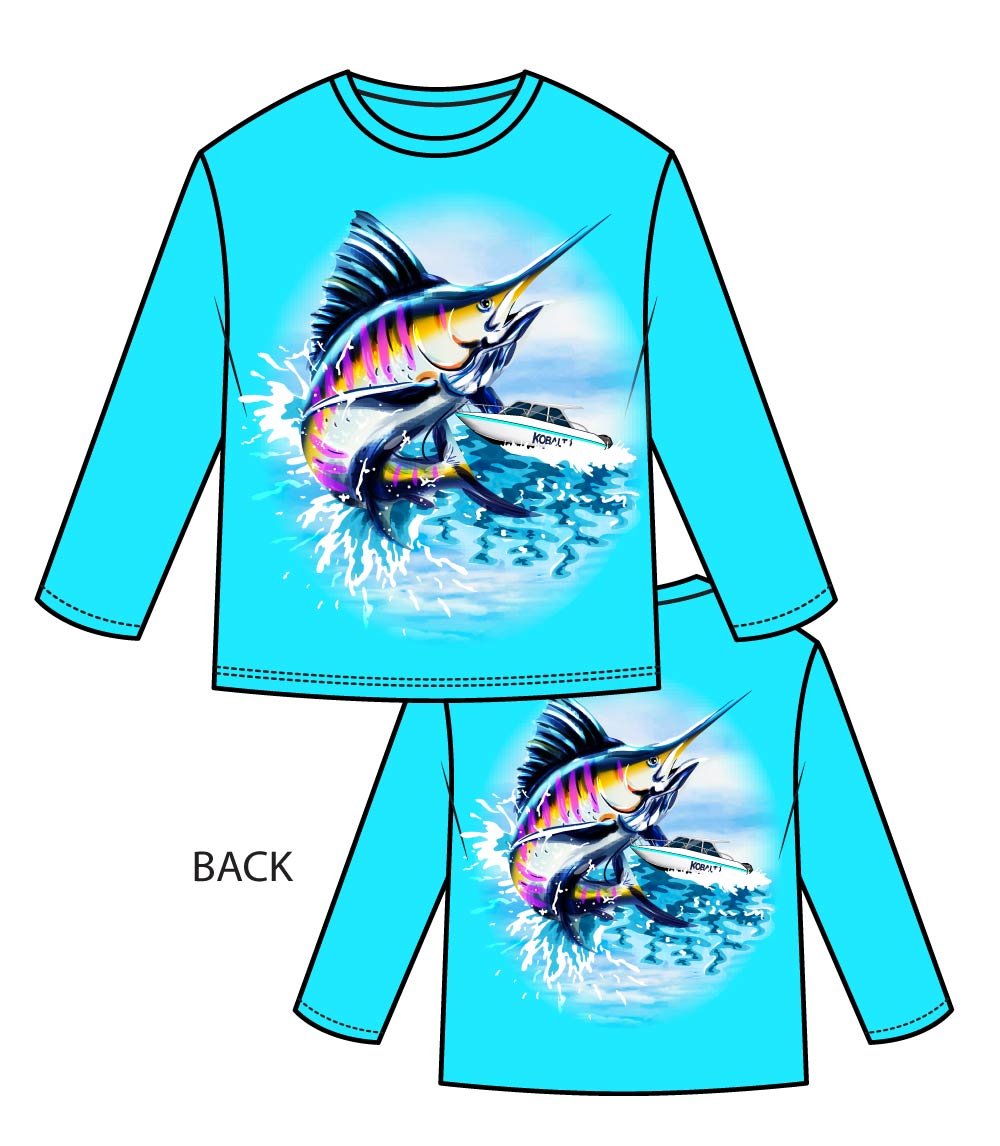 Men Performance L/S Crew Neck w Printed Fish - 7661409