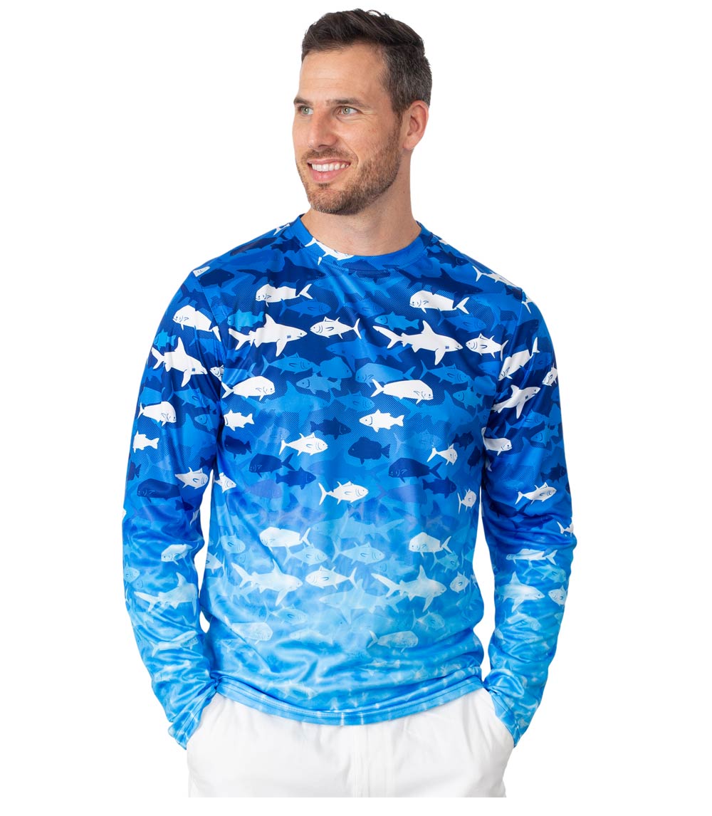 BUY Performance L/S Crew Neck w Printed Fish Online From