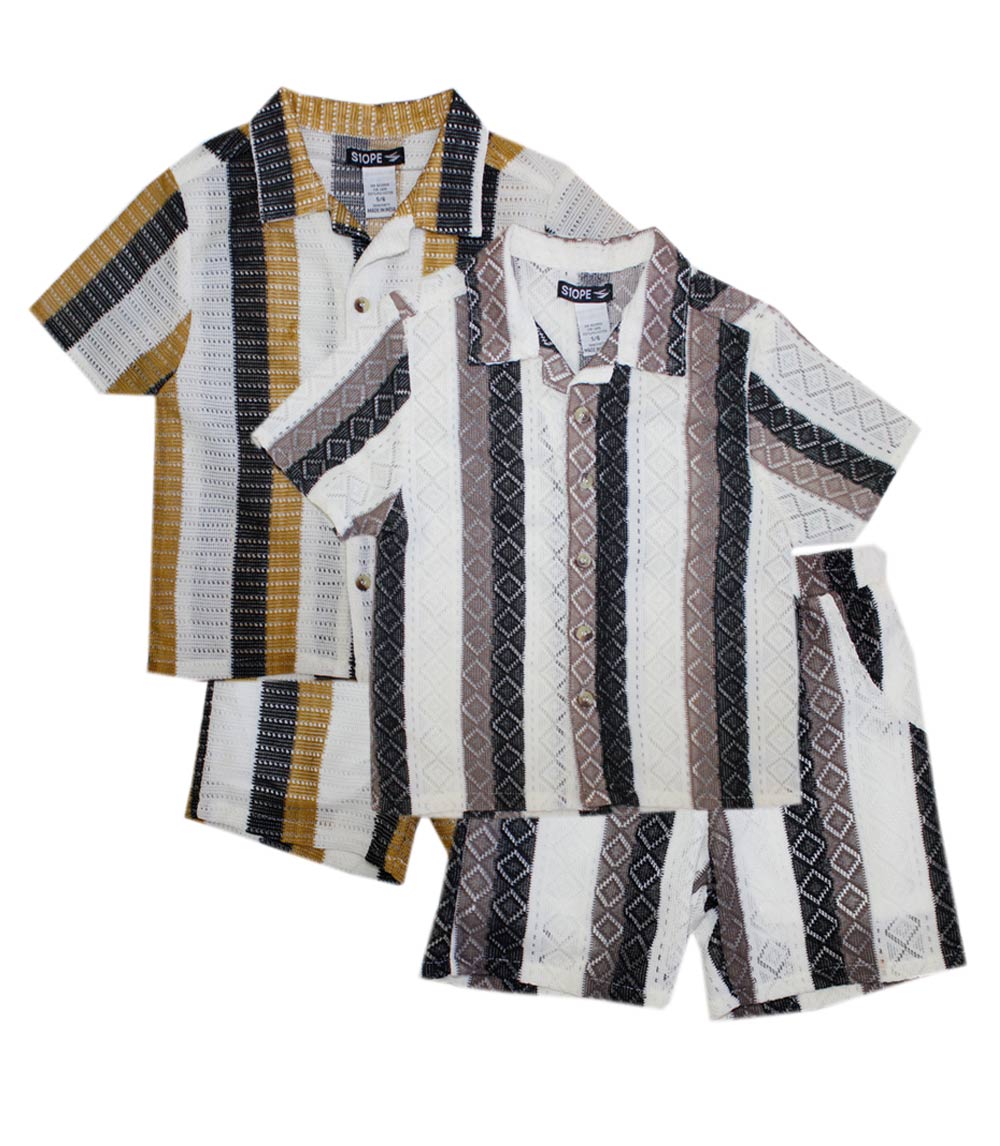 S1OPE Boys Woven Open Collar Short Set - 1490788
