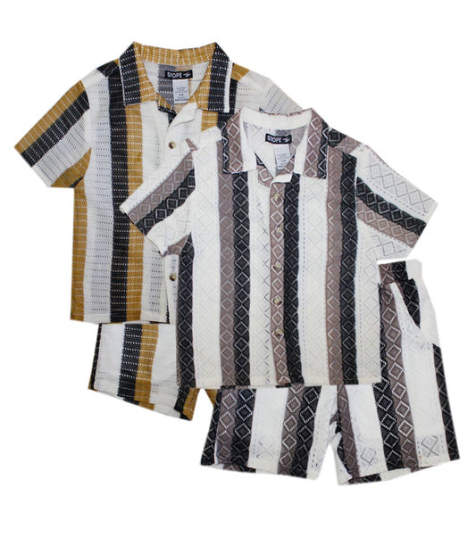 S1OPE Boys Woven Open Collar Short Set - 1490701