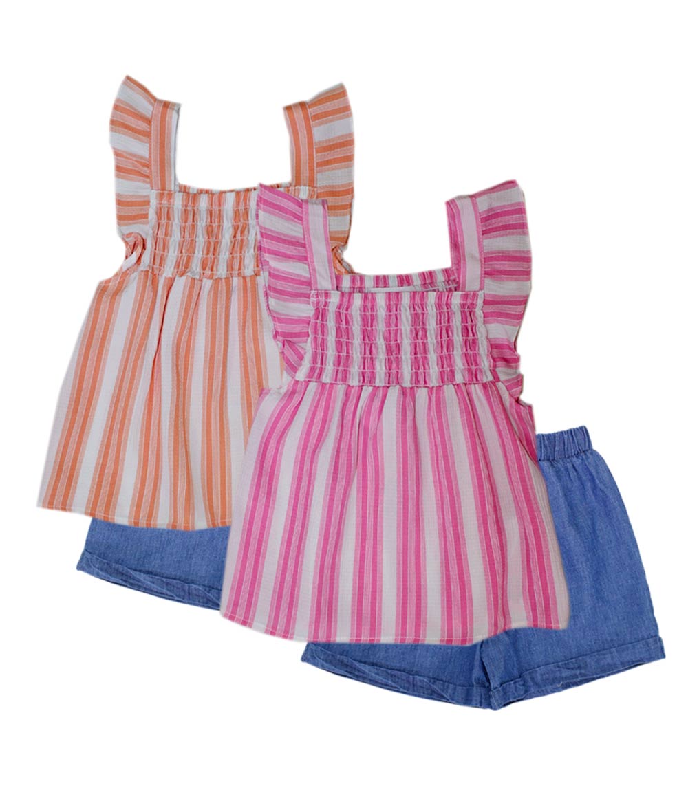 GIRLS PINK Woven Top and Denim Short Set - 2116804
