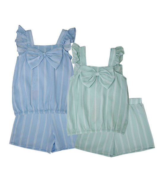 GIRLS PINK Top with Bow and Ruffle on Straps Woven Short Set - 2145702
