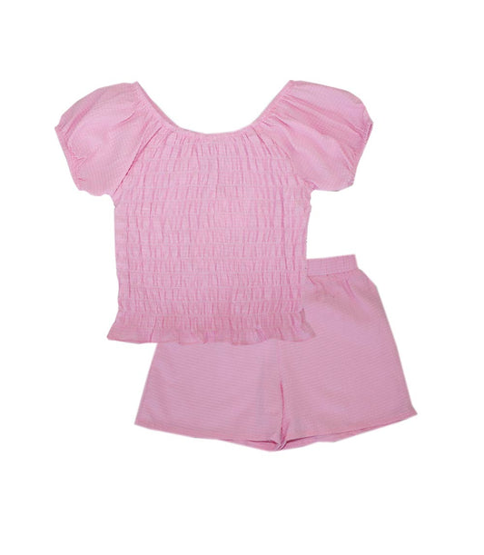 GIRLS PINK Smoked Top Woven Short Set - 2157502