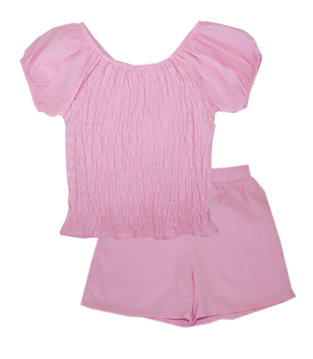 GIRLS PINK Smoked Top Woven Short Set - 2157502