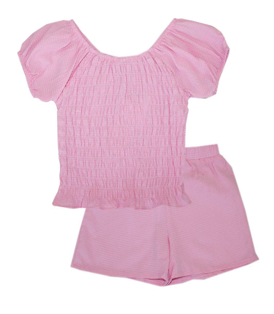 GIRLS PINK Smoked Top Woven Short Set - 2157502