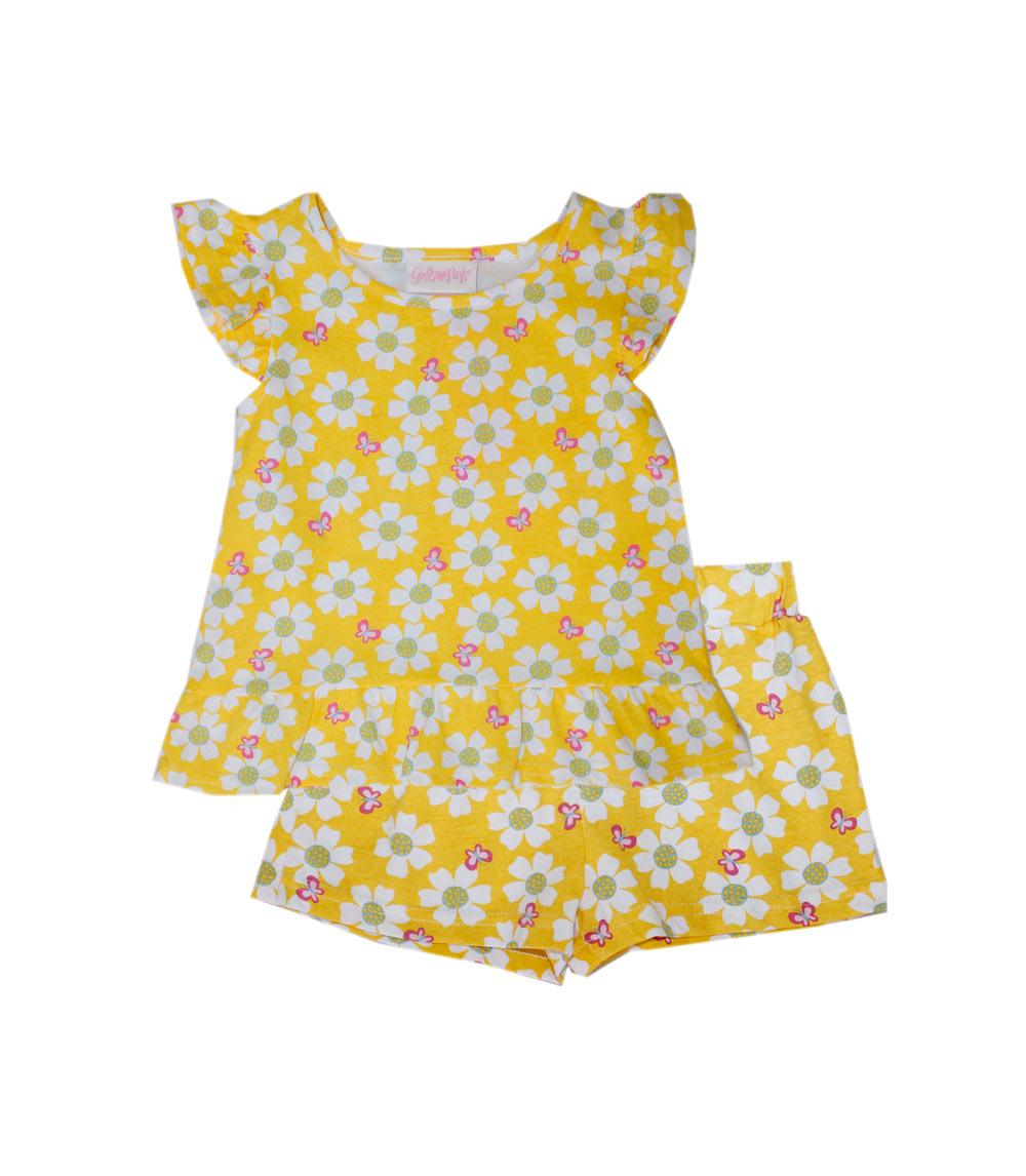 GIRLS PINK Daisy Print Knit Short Set - 2212700