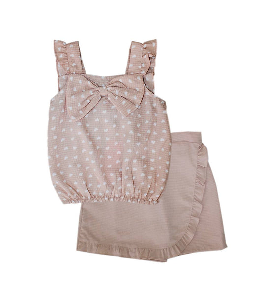 GIRLS PINK Top With Smoking At Hem And Skort Set - 2445302