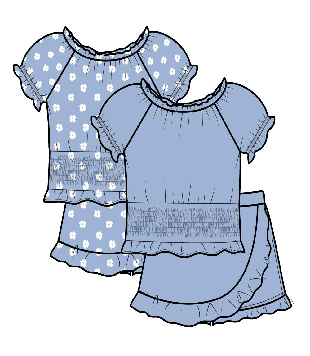GIRLS PINK Smocked Top Skort Set - 2469267