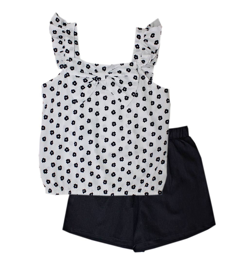 GIRLS PINK Top with Bow Woven Short Set - 2849667