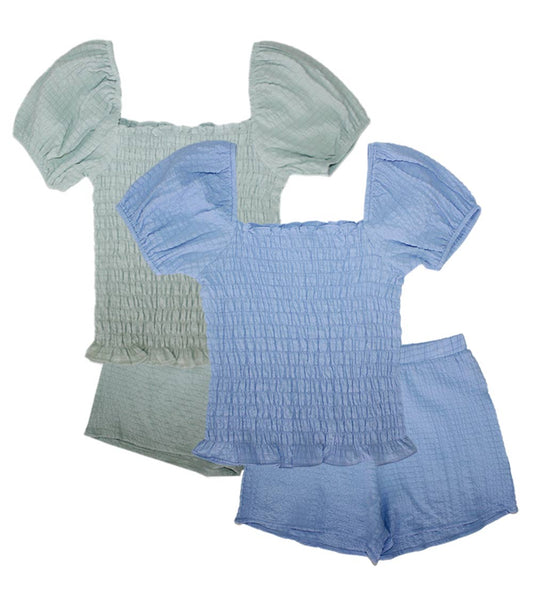 GIRLS PINK Smocked Top with Short Ruffle Set - 2852467