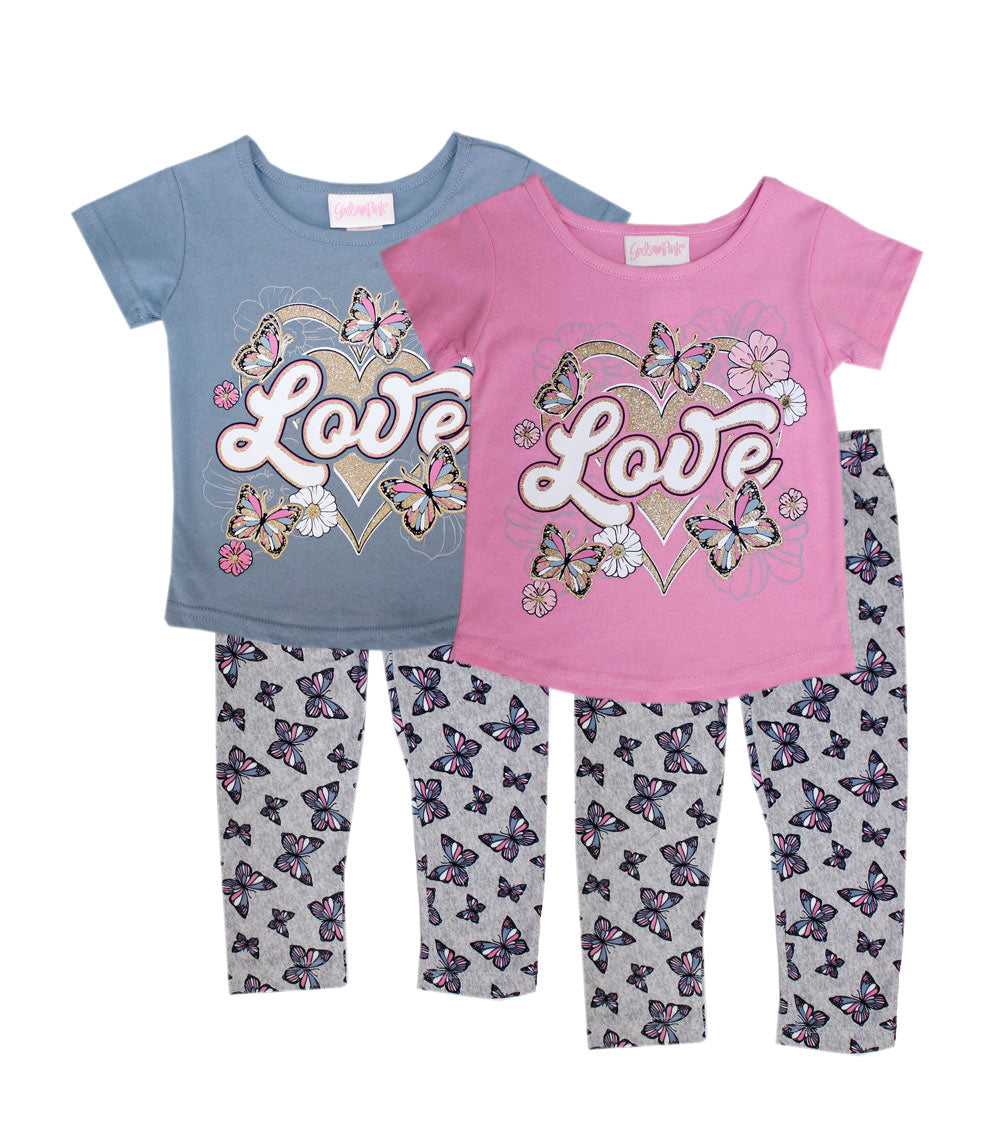 GIRLS PINK Heart Love Screen Top and Butterfly Print Legging-6301401