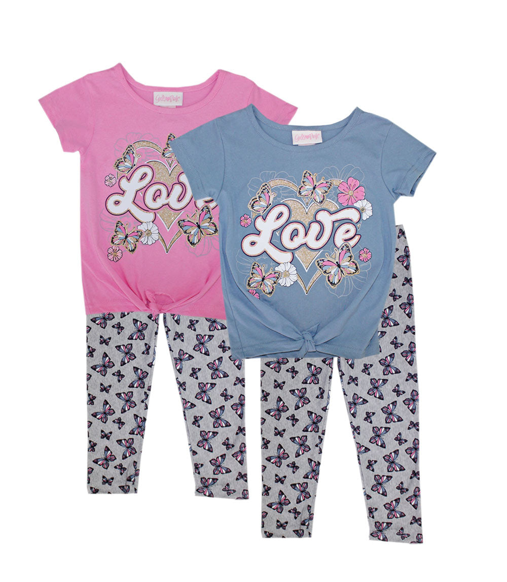 GIRLS PINK Heart Love Screen Top and Butterfly Print Legging-6301404