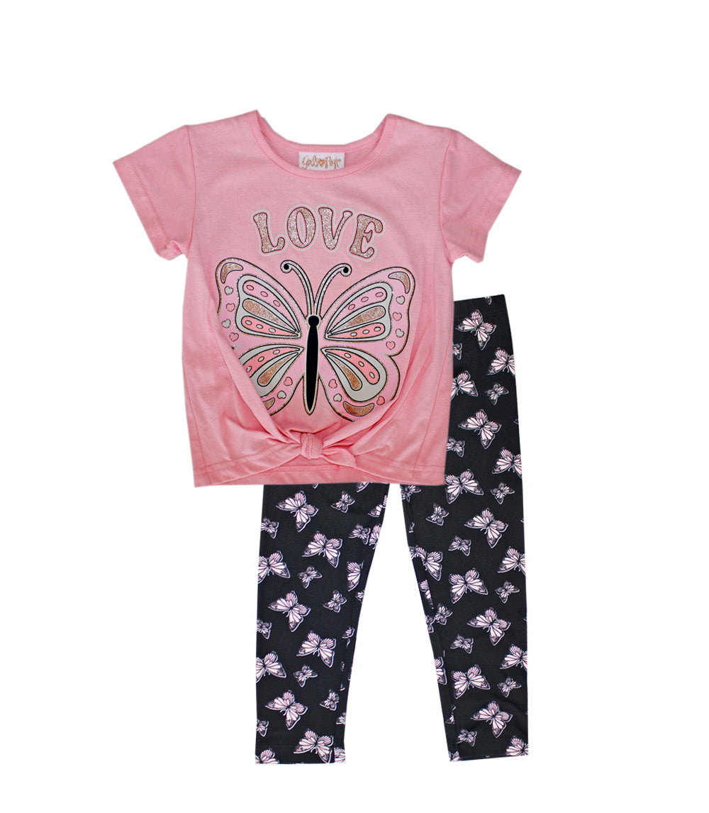 GIRLS PINK Butterfly Screen Top and Legging-6305304