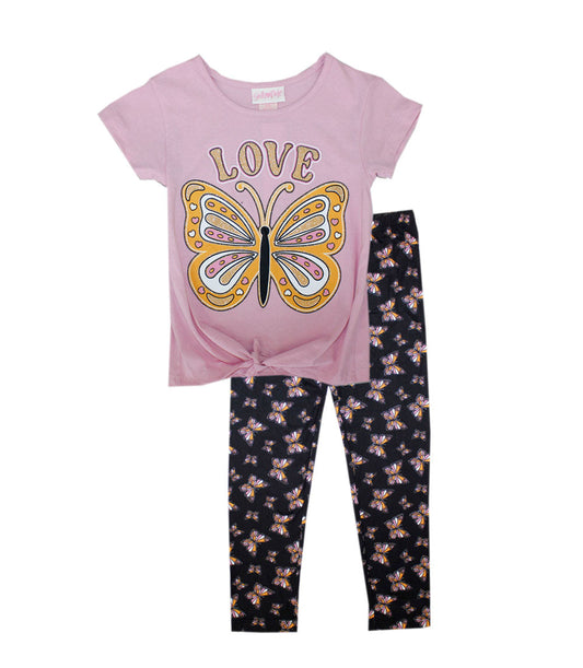 GIRLS PINK Butterfly Screen Top and Legging-6341404