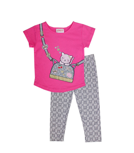 GIRLS PINK Cute Kitty Screen Top and Legging-6390702