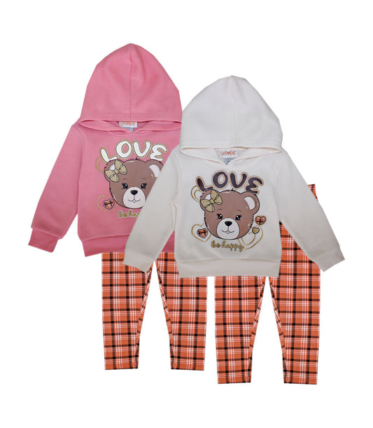 GIRLS PINK Infant Bear Love Hooded Fleece Legging Set-7301701