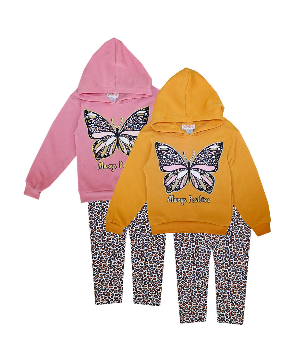 GIRLS PINK Butterfly Hooded Fleece Legging Set-7345767
