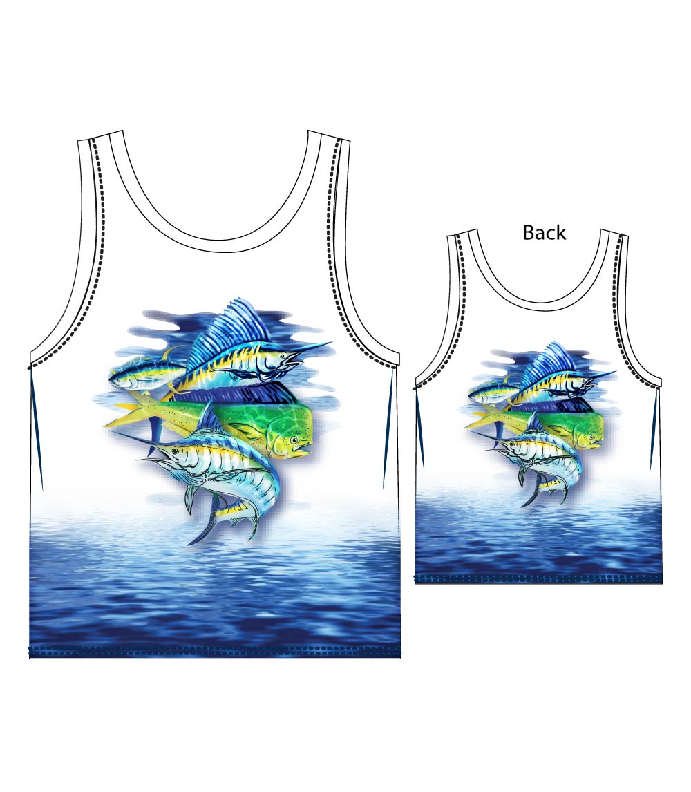 Men Performance Muscle Tank Top Fish Graphic-7502809