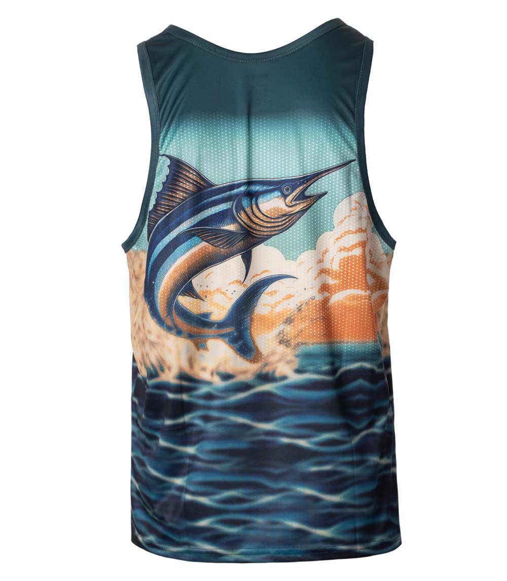 Men Performance Muscle Tank Top Marlin Fish Graphic-7524209