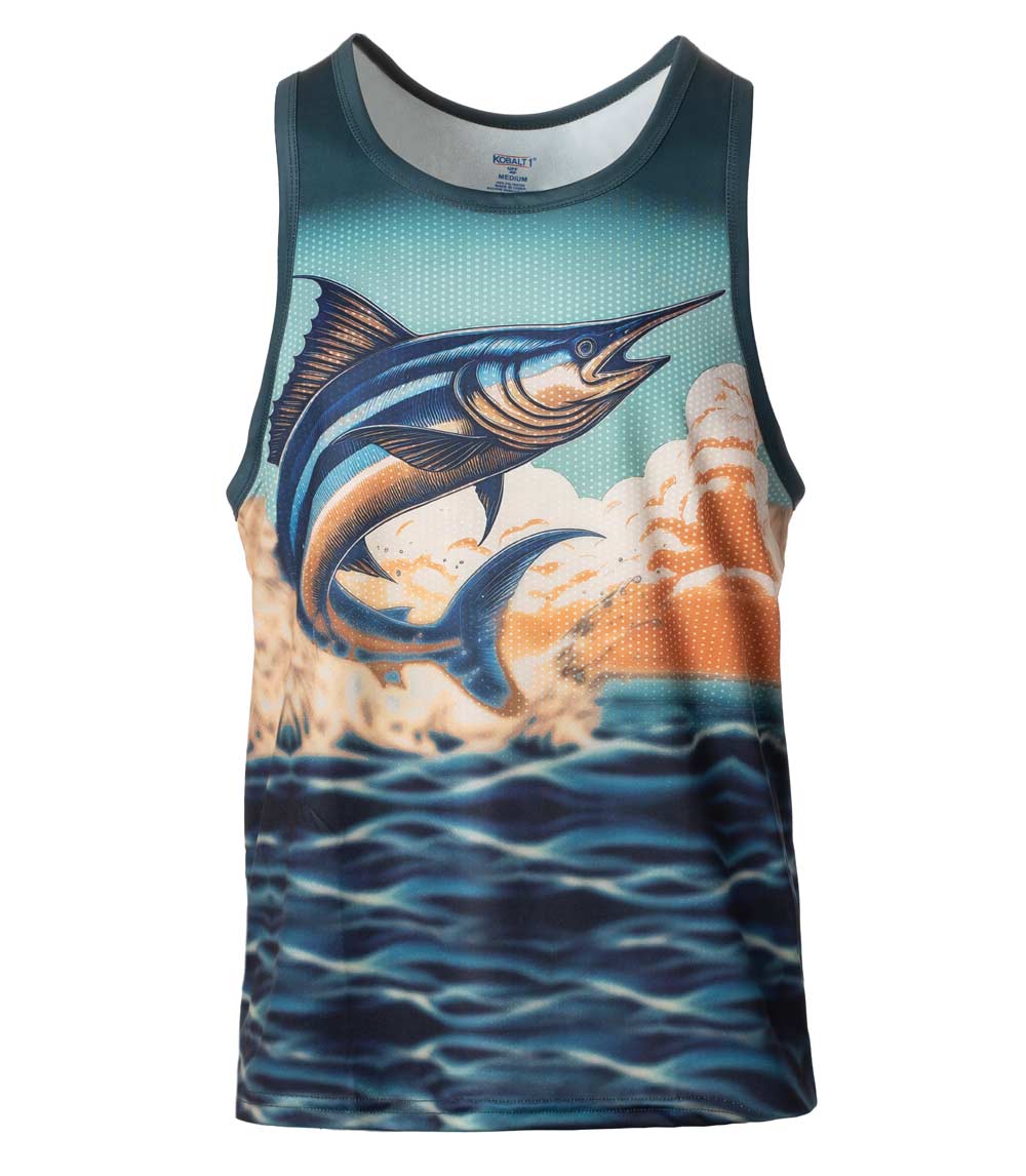 Men Performance Muscle Tank Top Marlin Fish Graphic-7524209