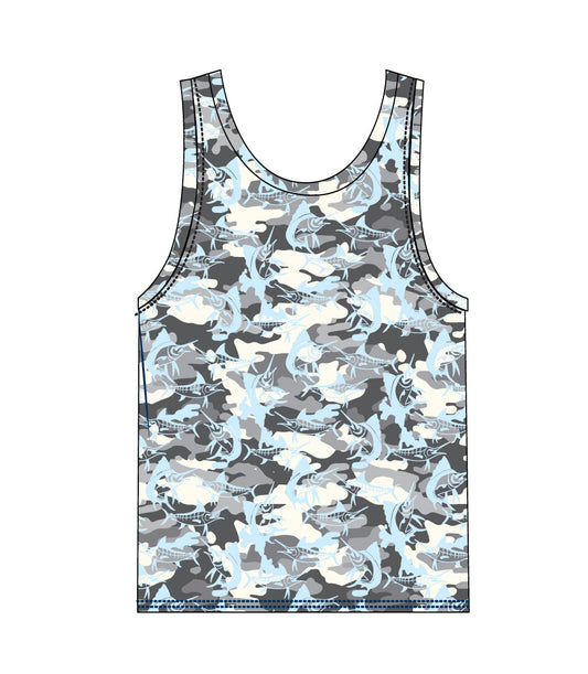 Men Performance Muscle Tank Top Marlin Fish All Over Print - 7532209
