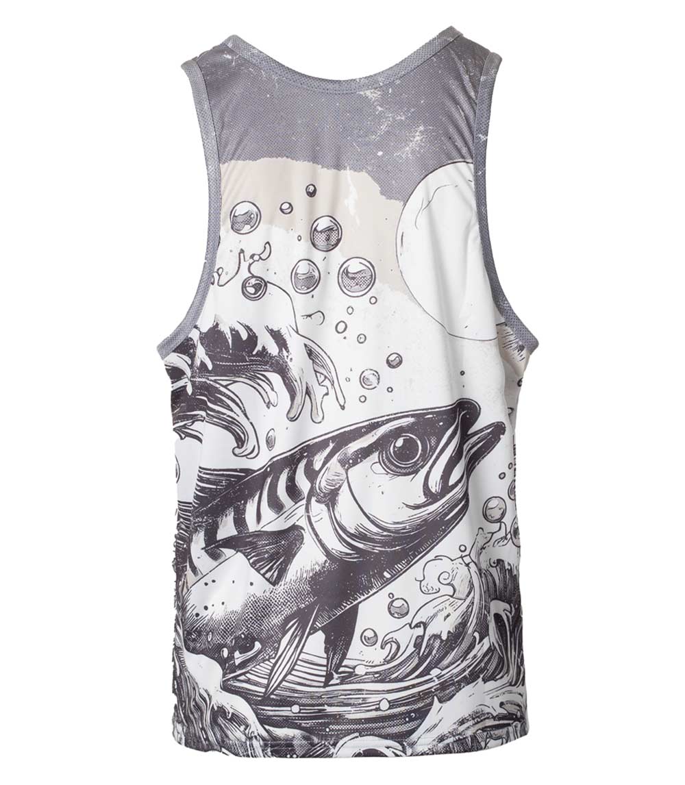 Men Performance Muscle Tank Top Fish Graphic-7533309
