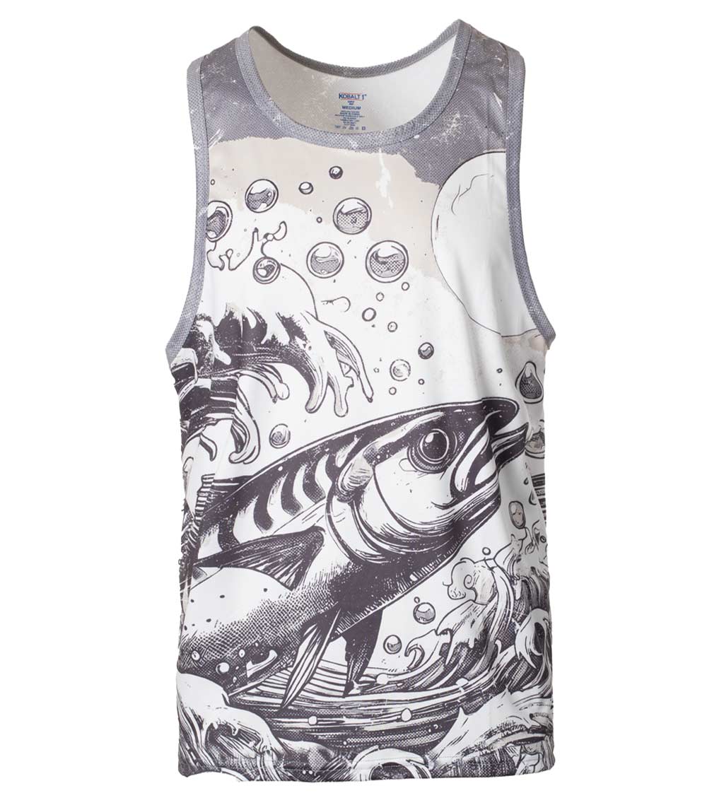Men Performance Muscle Tank Top Fish Graphic-7533309
