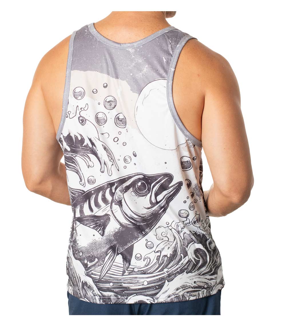 Men Performance Muscle Tank Top Fish Graphic-7533309