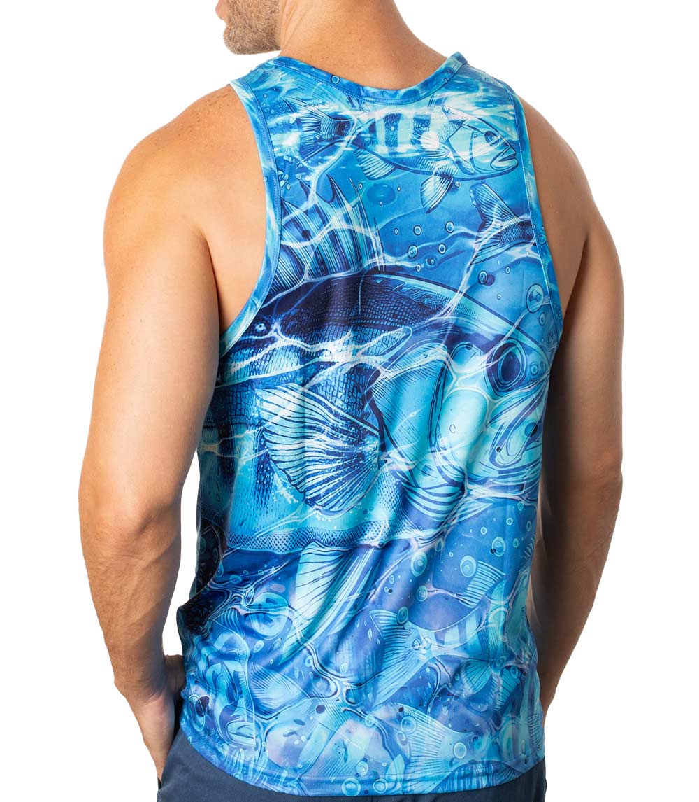 Men Performance Muscle Tank Top Fish Graphic-7534609